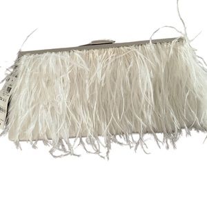 INC Carolyn feather pouch clutch bridal purse